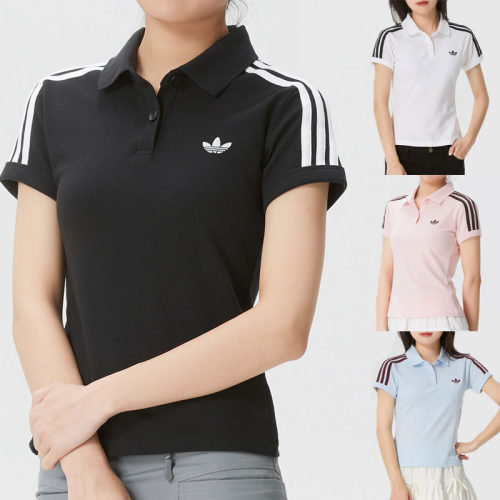 阿迪达斯女短袖POLO衫运动休闲翻领透气T恤轻运动风KD7974 KD3699