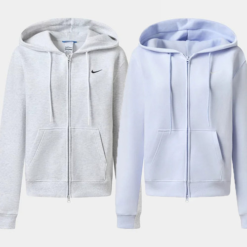 Nike耐克连帽拉链卫衣女休闲运动开衫外套纯色IM8505-051-568