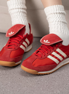 Adidas阿迪达斯三叶草SL72 OG女子红色低帮系带轻便休闲鞋KJ6148