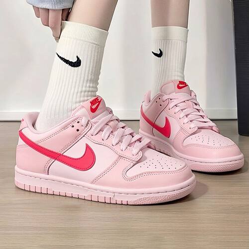 Nike耐克粉色低帮运动鞋儿童DUNK LOW BG休闲板鞋DH9765-600