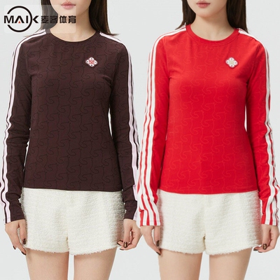 阿迪达斯长袖T恤女2026春运动休闲修身圆领套头衫KW4678 KW4676