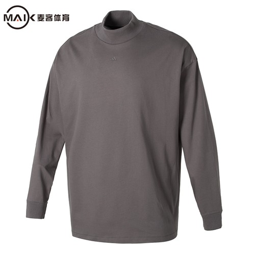 阿迪达斯男士高领长袖卫衣灰色宽松舒适极简运动套头衫IX1972 XH