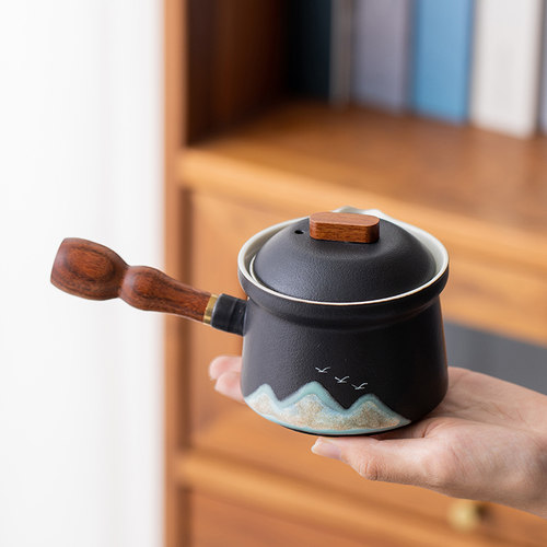 陶瓷侧把茶壶泡茶家用功夫茶具小茶壶内置过滤网办公室泡茶壶单壶