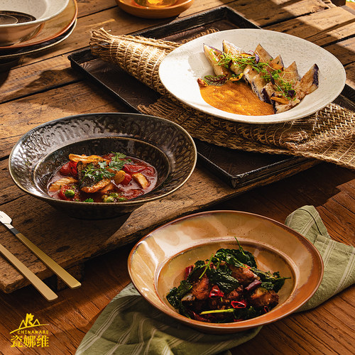 复古陶瓷窑变山野风bistro凉菜盘
