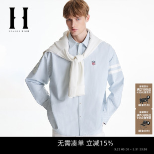 HIGH春季 外套宽松条纹图案时尚 男装 衬衫 潮流舒适休闲 长袖 SEASON