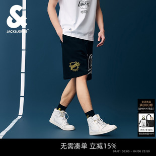 杰克琼斯男装 NBA联名湖人队篮球休闲运动印花短裤 五分裤 士生春季