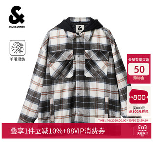【星座系列】杰克琼斯冬季男装新款毛呢大衣可拆卸连帽226427001