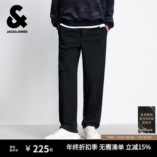 针织刺绣宽松阔腿松紧腰头纯色长裤 杰克琼斯男装 男款 休闲裤 子 秋季