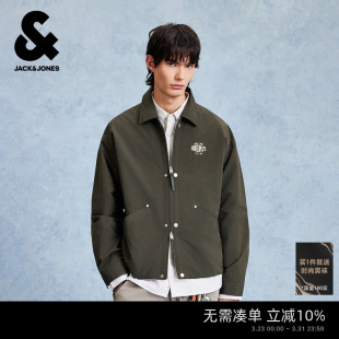 百搭休闲 夹克上衣外套常规翻领字母刺绣设计时尚 杰克琼斯男装 春季