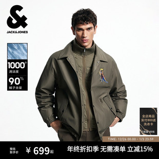 杰克琼斯秋冬季 羽绒服外套上衣略宽松立领BSQ联名图案潮 节男装