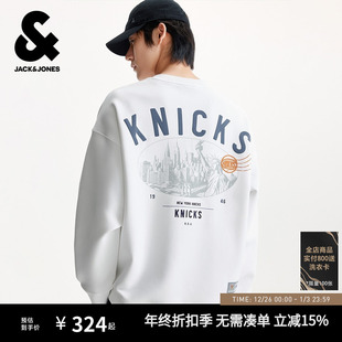 杰克琼斯NBA联名男装 胶印刺绣宽松圆领上衣 卫衣秋冬2025年新款