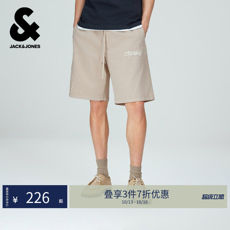 杰克琼斯男装短裤夏季宽松裤子精致刺绣简约印花舒适226215043潮