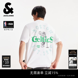 春夏凯尔特人印花短袖 杰克琼斯男装 T恤纯棉宽松打底 NBA联名