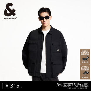 宽松翻领夹克 多口袋潮舒适2025年刺绣logo长袖 杰克琼斯男装 春秋季