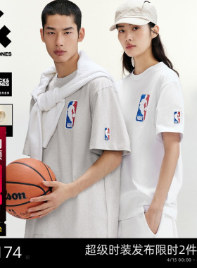 【NBA印花T】杰克琼斯男装夏新款重磅纯棉宽松刺绣短袖T恤打底衫