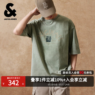 纯棉 短袖 圆领精致刺绣水洗226201002 T恤夏季 杰克琼斯男装