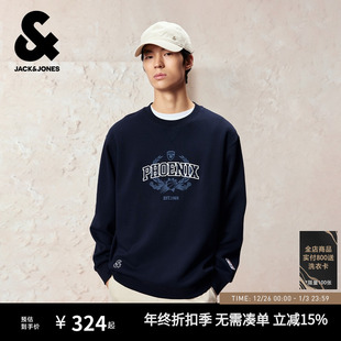 NBA联名立体字母胶印刺绣长袖 杰克琼斯男装 秋冬卫衣2025年新款