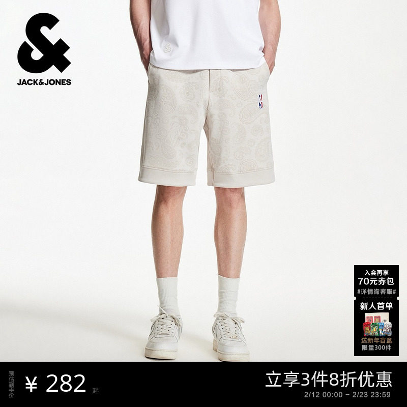杰克琼斯男装秋季新款NBA联名短裤运动风百搭潮流舒适宽松裤子