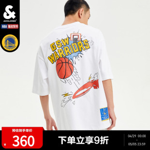 T恤 杰克琼斯夏季 男士 新款 NBA联名勇士队个性 潮流印花设计运动短袖