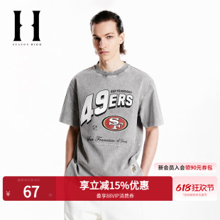 【NFL联名】SEASON HIGH2026年春季短袖男装旧金山49人队做旧T恤