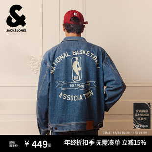 舒适全棉印花翻领外套 新款 杰克琼斯NBA联名男装 牛仔夹克秋季