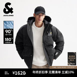 杰克琼斯男装 NBA联名洛杉矶湖人队羽绒服男春冬刺绣宽松连帽外套