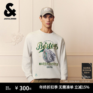 杰克琼斯NBA联名男装 印花舒适纯棉圆领上衣225333131 卫衣秋冬新款