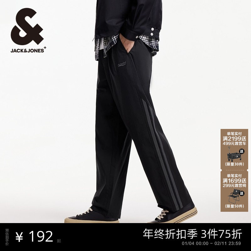 杰克琼斯男装新品宽松阔腿机车风织带伞兵裤休闲裤长裤子秋季男款