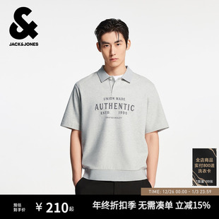 百搭日常简约印花直筒休闲翻领T恤半短袖 polo衫 秋季 杰克琼斯男装