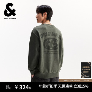 杰克琼斯男装 字母胶印纯棉舒适毛圈内里休闲宽松圆领卫衣 秋冬新款