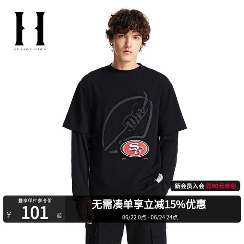 SEASONHIGH纯棉圆领短袖T恤