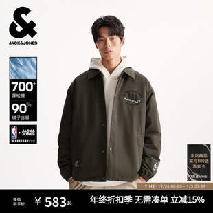颜值轻羽冬翻领教练夹克外套男装 杰克琼斯NBA联名短款 羽绒服