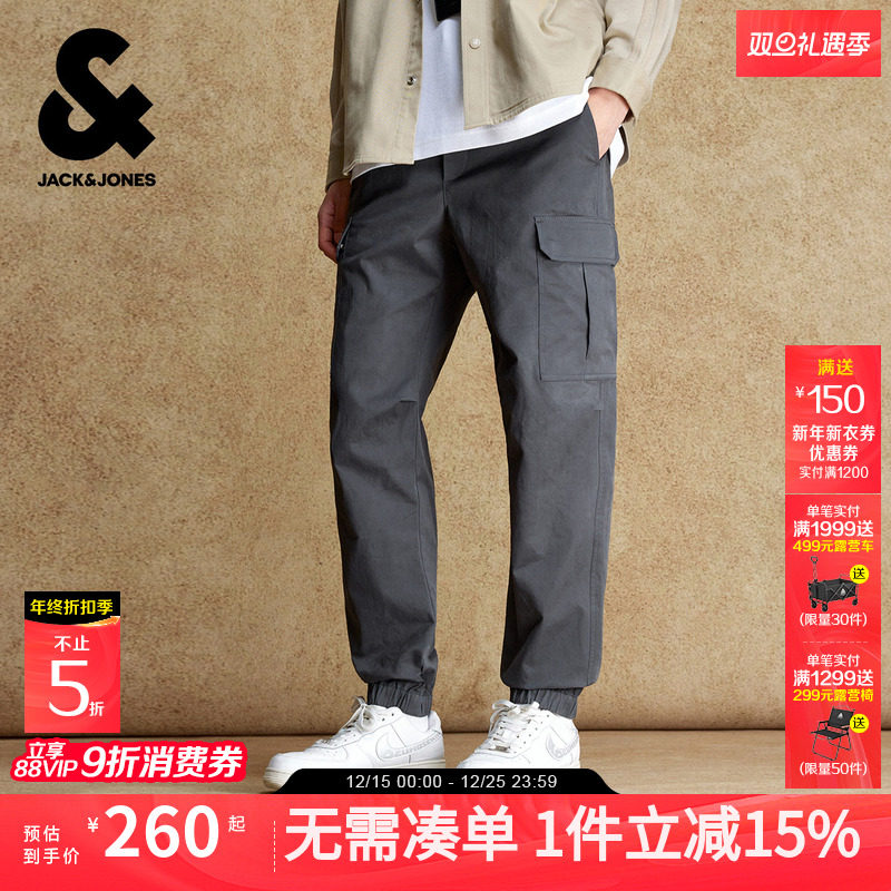 杰克琼斯秋季户外束脚工装裤时尚简约休闲裤男装男士长裤子