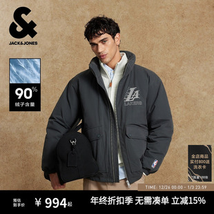 百搭贴布刺绣立领保暖外套 羽绒服秋冬时尚 杰克琼斯NBA联名款 男装