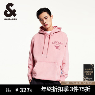 杰克琼斯男装 公牛队卫衣秋冬新刺绣篮球纯棉略宽松连帽 NBA联名款