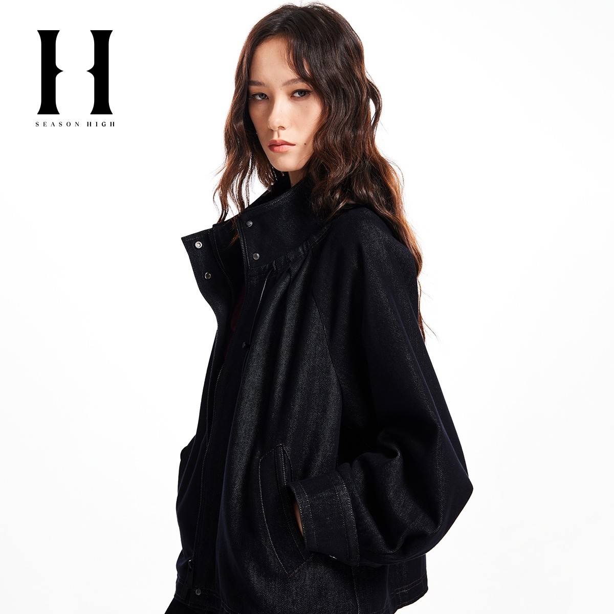 SEASON HIGH女装春季新款夹克时尚立体压褶抽绳连帽立领纯色外套,女装/女士精品,马夹,淘宝优惠券,粉丝福利购,淘宝优惠卷