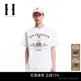 新款 SEASON HIGH男装 NFL联名春季 T恤 略宽松圆领短袖