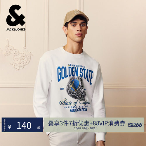 胸前金州勇士队球队图案；袖口NBAlogo标识