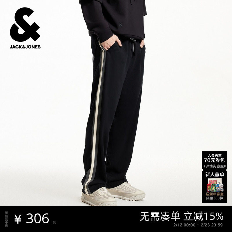 杰克琼斯男装裤子秋季休闲裤宽松长裤直筒男裤运动裤卫裤2025年夏