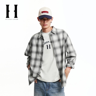 新款 春季 纯棉舒适经典 格纹休闲宽松长袖 外套 SEASON 衬衫 HIGH男装