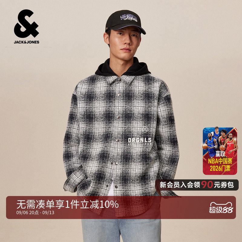 杰克琼斯男装可拆帽刺绣衬衫图片