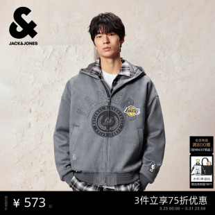 棉衣2026年潮连帽双向拉链外套 春季 杰克琼斯NBA联名款 湖人队男装