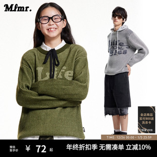 冬季 男女同款 复古风胸前提花针织字母毛衣混纱提花针织衫 MLMR男装