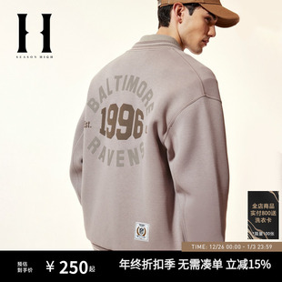 夹克棒球领刺绣撞色罗纹上衣男 男士 SEASONHIGH NFL联名乌鸦队秋季