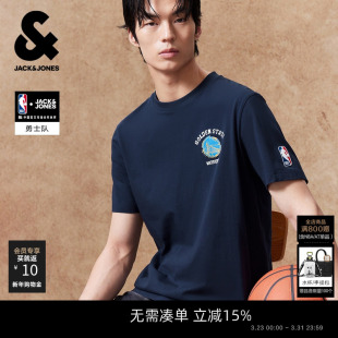 宽松休闲潮流百搭 T恤潮流时尚 杰克琼斯NBA勇士队联名男装 短袖
