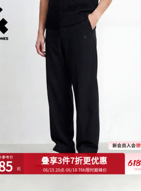 杰克琼斯男装夏季休闲裤卫裤黑色刺绣宽松紧腰头纯色长裤子男士潮