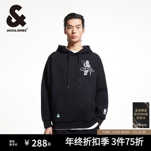 杰克琼斯男装 NBA联名潮流篮球舒适袋鼠口袋抽绳连帽卫衣 秋冬新款