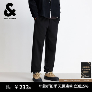 裤 杰克琼斯男装 脚加绒抽绳长裤 合体纯色日常百搭收口裤 子 春秋卫裤