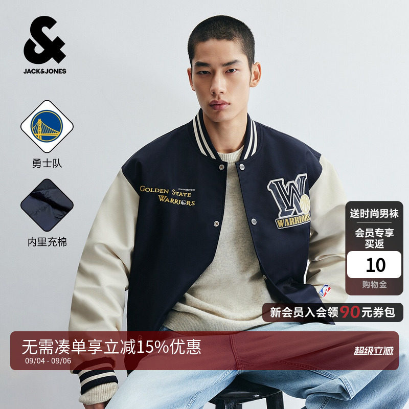 杰克琼斯NBA勇士男棒球棉服图片