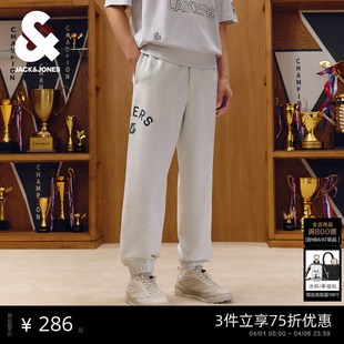 新款 杰克琼斯NBA联名男装 休闲裤 春季 植绒胶印刺绣贴布宽松束脚裤